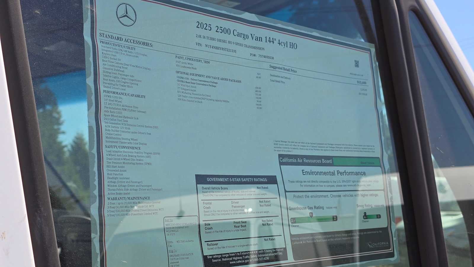 2025 Mercedes-Benz Sprinter Cargo Van 2500 Standard Roof I4 Diesel HO 144 RWD