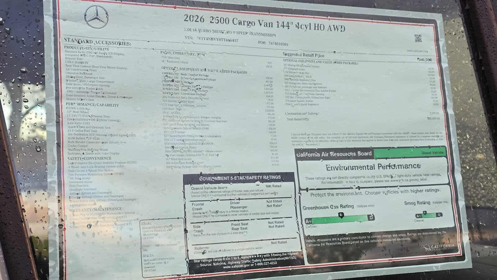 2026 Mercedes-Benz Sprinter 2500 Standard Roof I4 Diesel HO 144" AWD