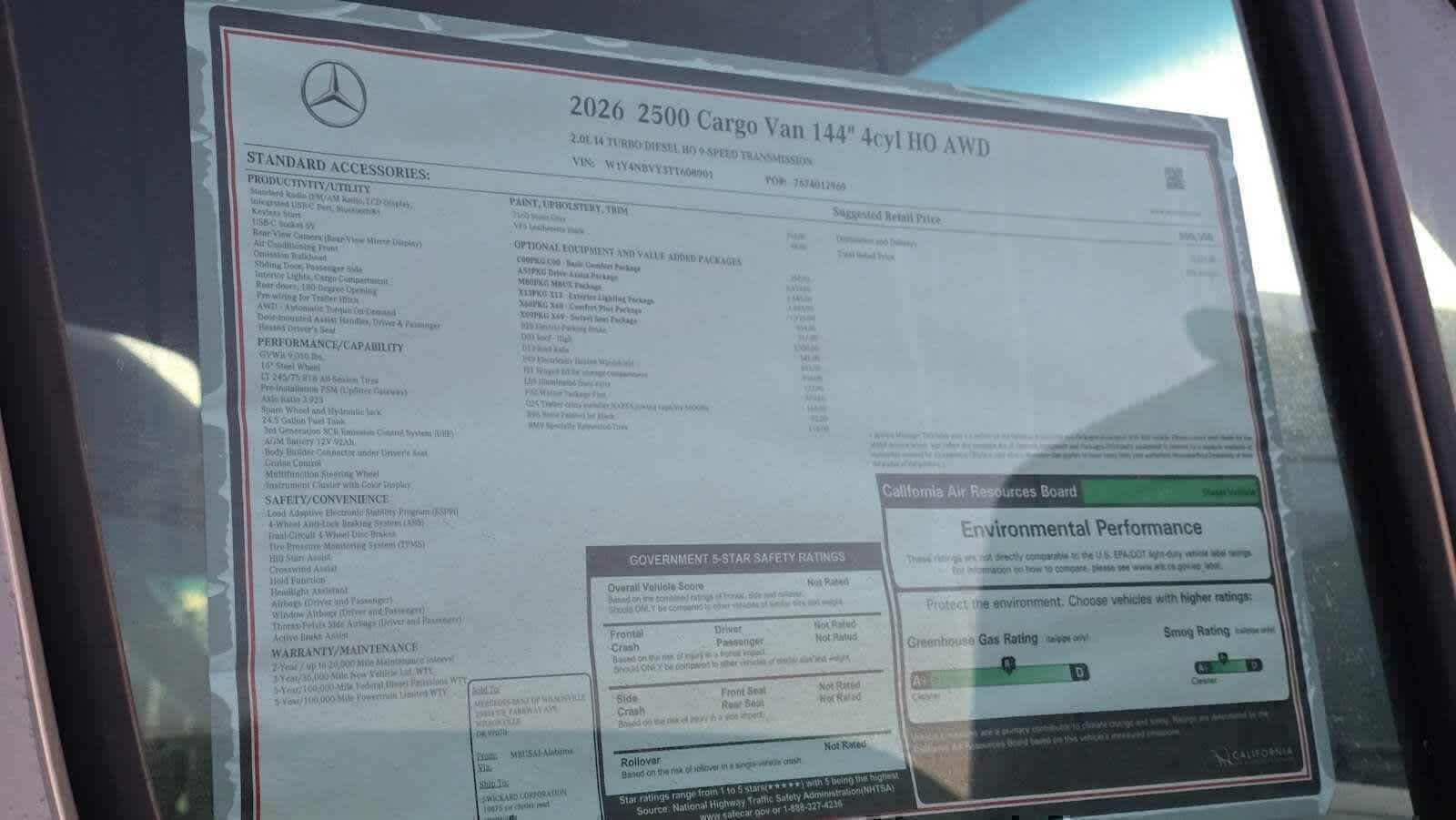 2026 Mercedes-Benz Sprinter 2500 Standard Roof I4 Diesel HO 144 AWD