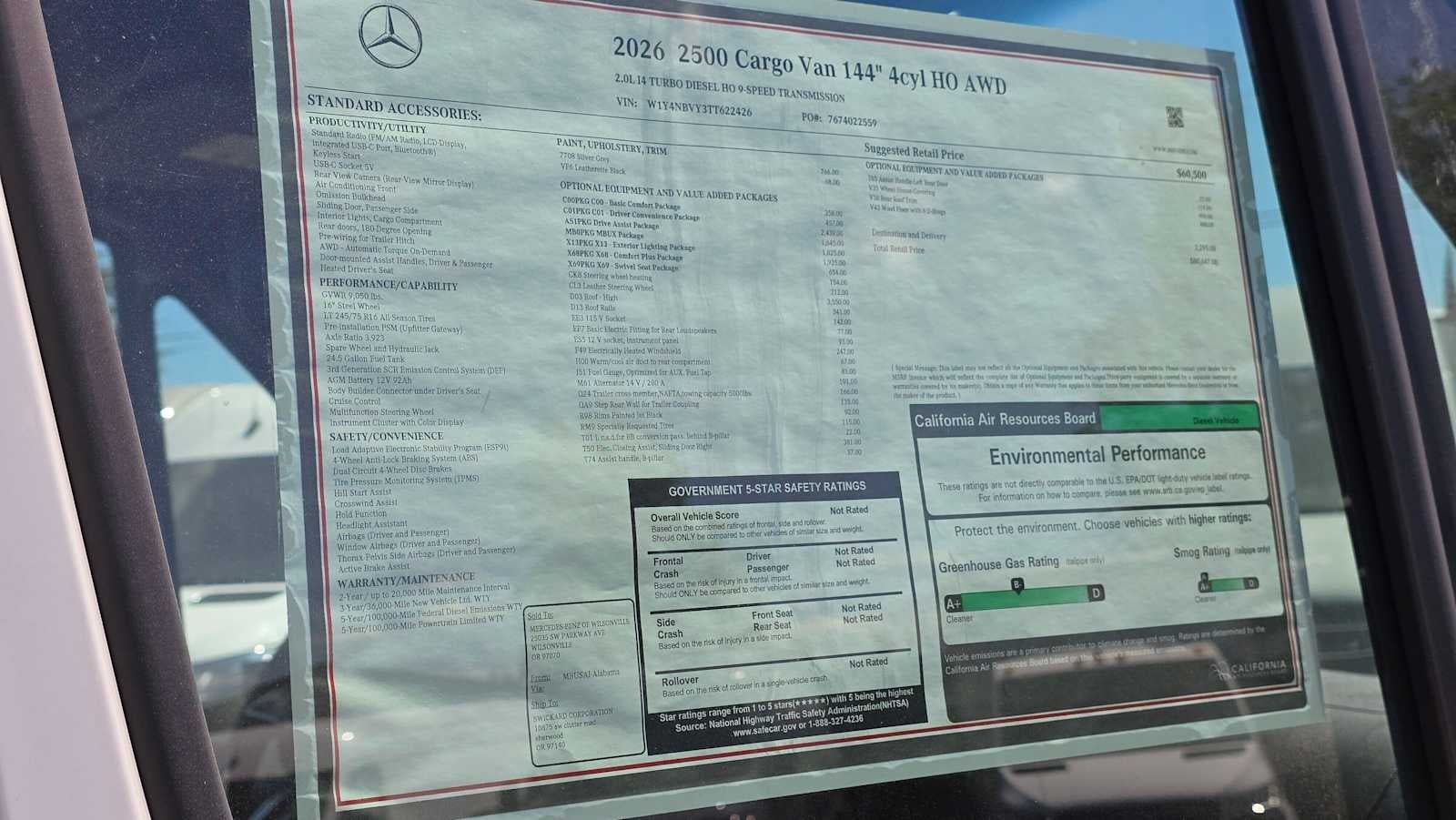 2026 Mercedes-Benz Sprinter 2500 Standard Roof I4 Diesel HO 144 AWD