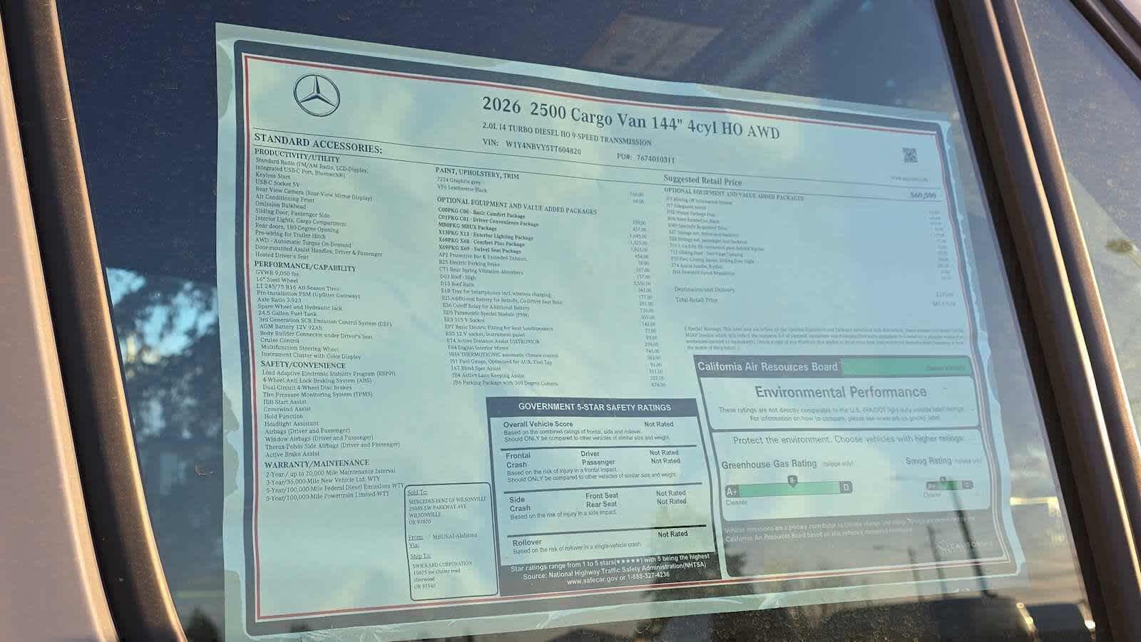 2026 Mercedes-Benz Sprinter 2500 Standard Roof I4 Diesel HO 144" AWD