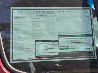 2026 Mercedes-Benz Sprinter 2500 Standard Roof I4 Diesel HO 144 AWD