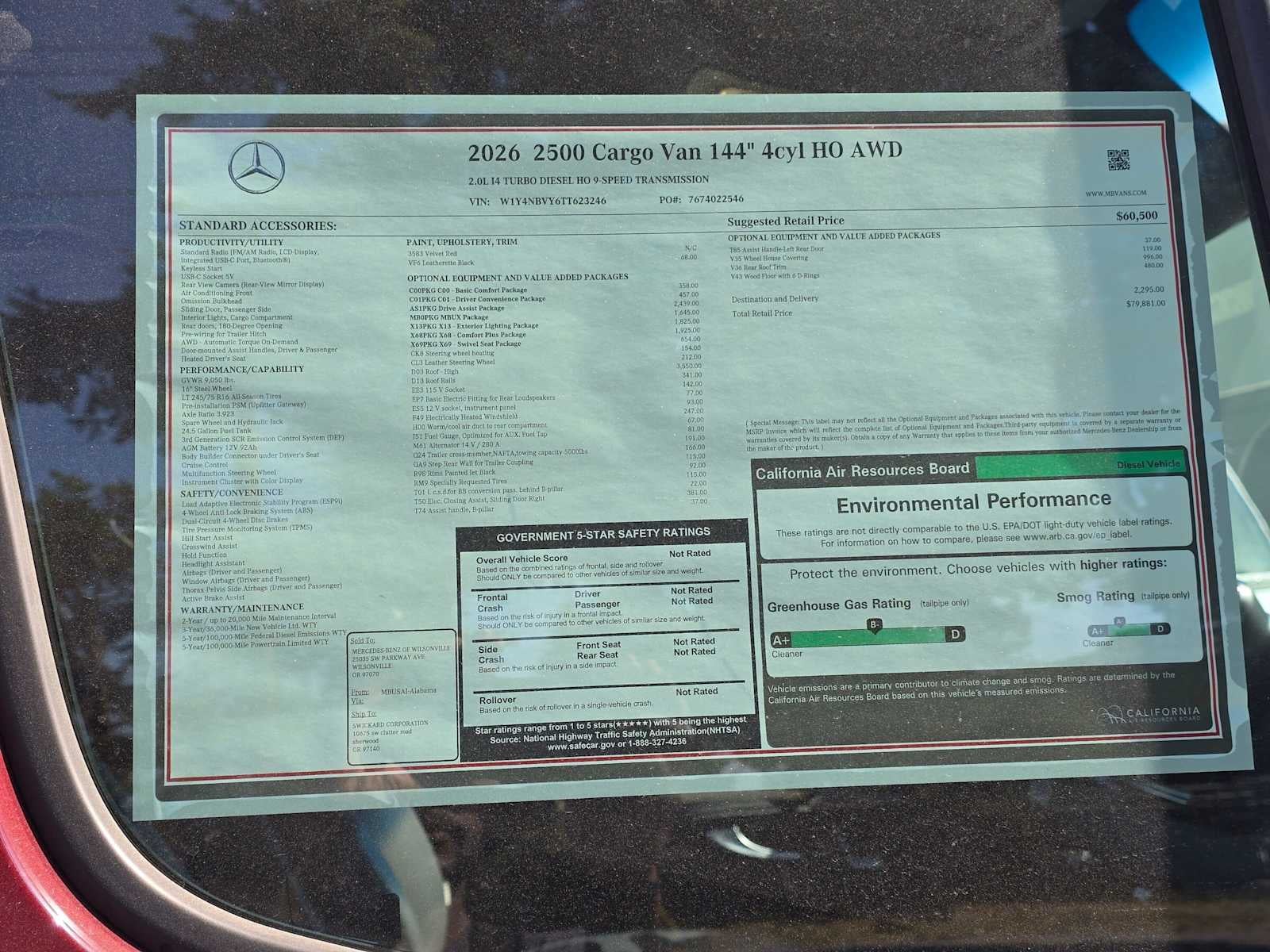2026 Mercedes-Benz Sprinter 2500 Standard Roof I4 Diesel HO 144 AWD