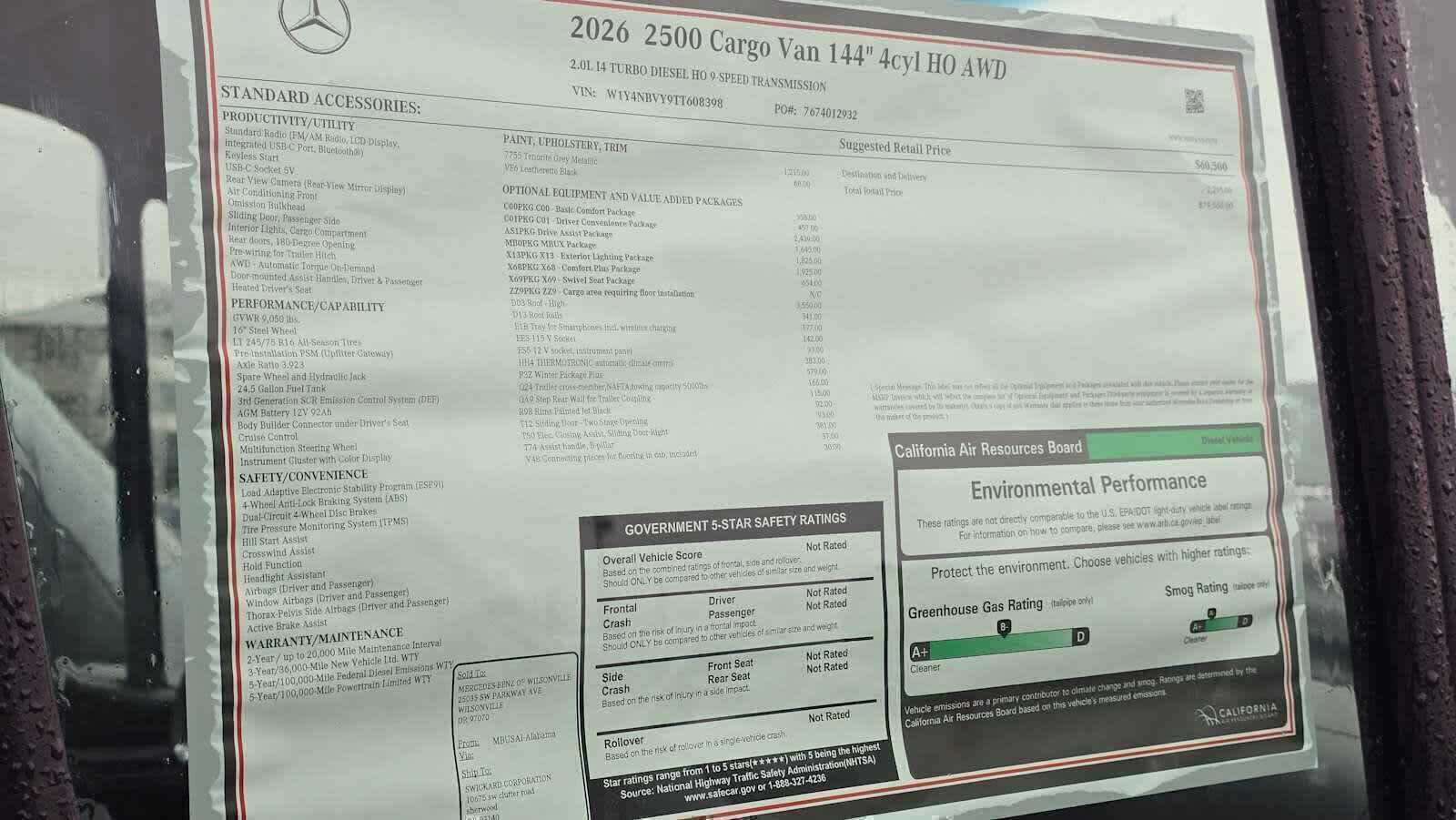 2026 Mercedes-Benz Sprinter 2500 Standard Roof I4 Diesel HO 144 AWD