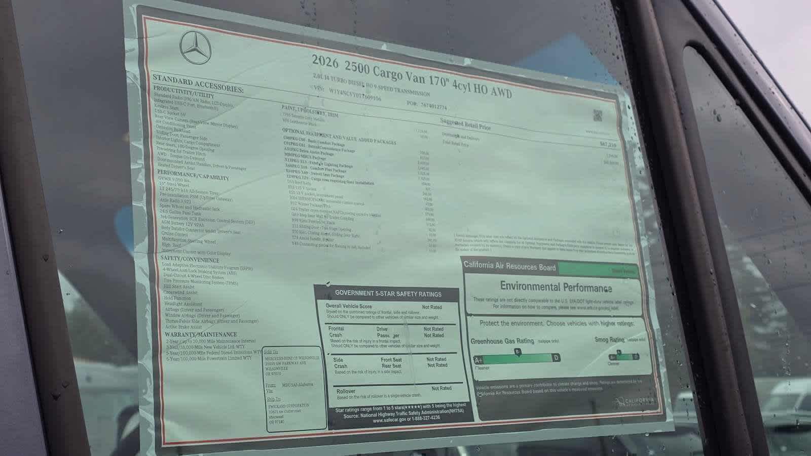 2026 Mercedes-Benz Sprinter 2500 High Roof I4 Diesel HO 170 AWD
