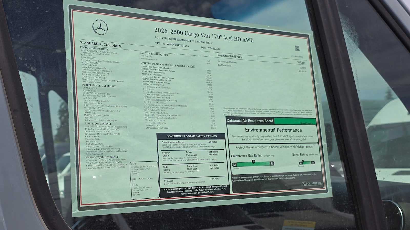 2026 Mercedes-Benz Sprinter 2500 High Roof I4 Diesel HO 170 AWD