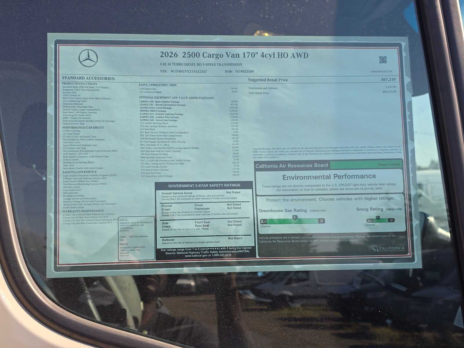 2026 Mercedes-Benz Sprinter 2500 High Roof I4 Diesel HO 170 AWD