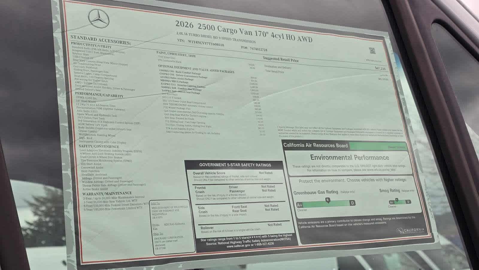 2026 Mercedes-Benz Sprinter 2500 High Roof I4 Diesel HO 170 AWD