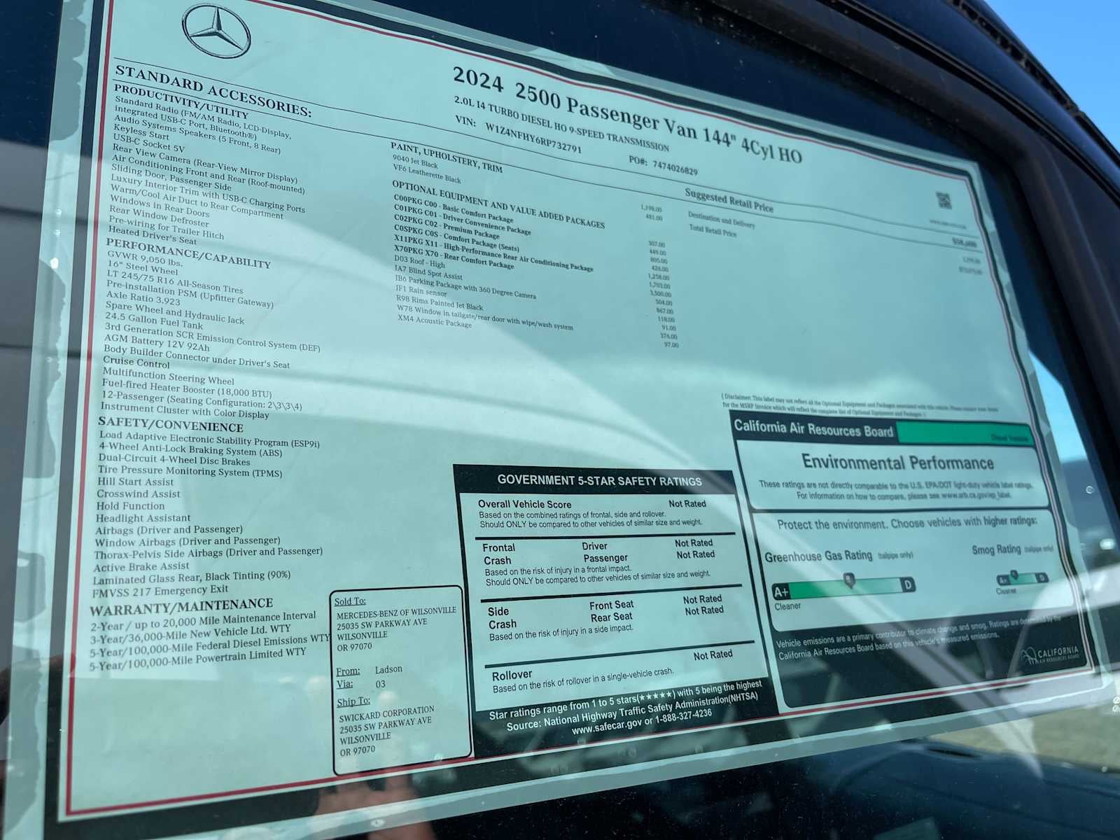 2024 Mercedes-Benz Sprinter Passenger Van 2500 Standard Roof I4 Diesel HO 144" RWD