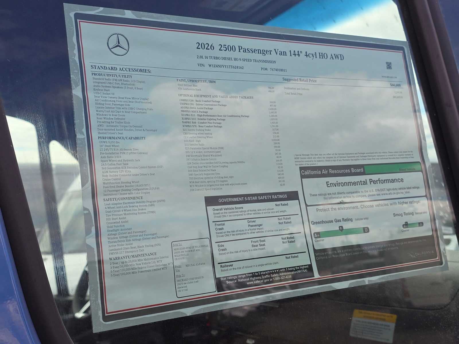 2026 Mercedes-Benz Sprinter Passenger 2500 Standard Roof I4 Diesel HO 144 AWD