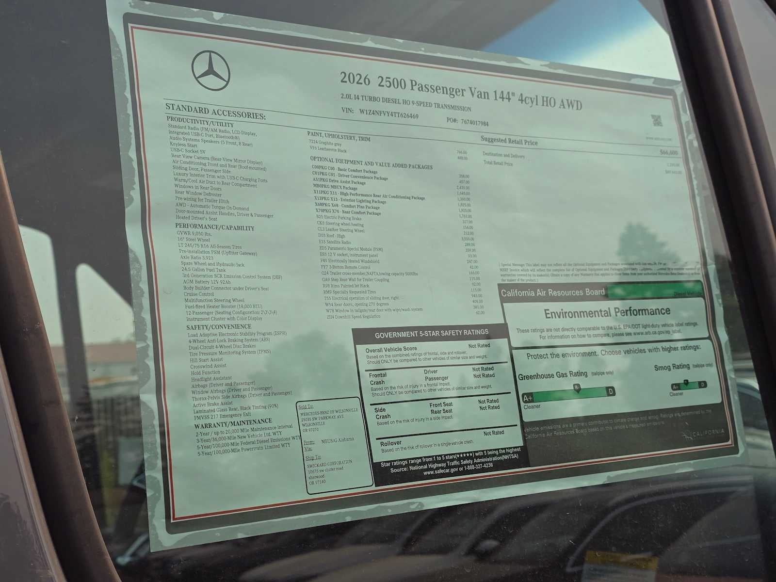 2026 Mercedes-Benz Sprinter Passenger 2500 Standard Roof I4 Diesel HO 144 AWD