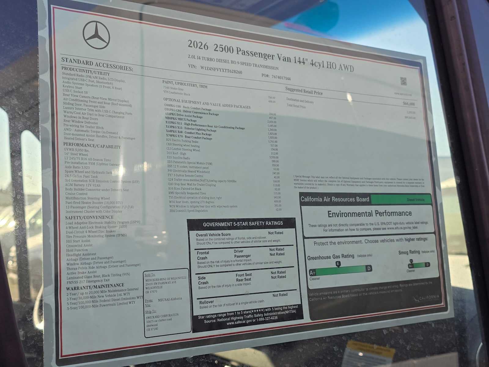 2026 Mercedes-Benz Sprinter Passenger 2500 Standard Roof I4 Diesel HO 144 AWD